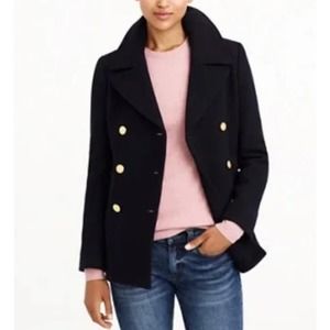 J. Crew Stadium Cloth by Nello Gori Wool Blend Classic Pea Coat black 49360